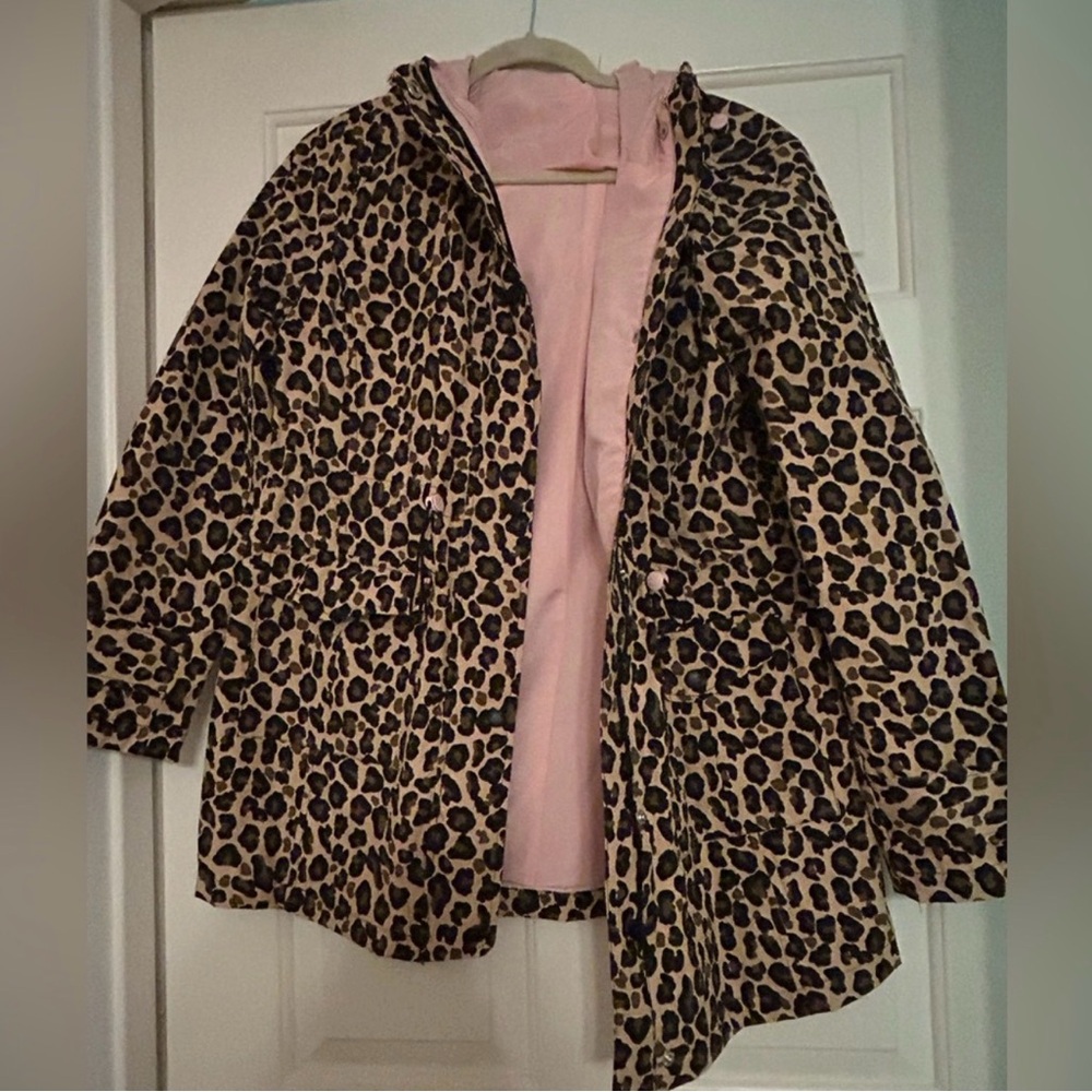 Crown & Ivy Leopard Print Raincoat with Pink Interior